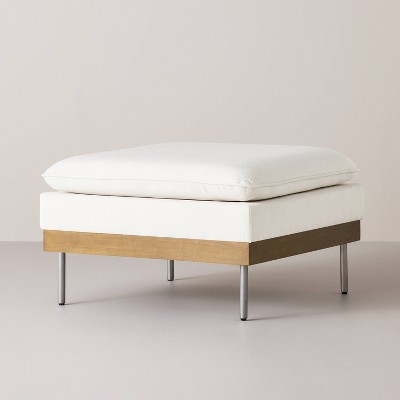 Corduroy Modular Sofa Ottoman - Cream - Hearth & Hand™ with Magnolia: Pine Frame, Metal Legs, Sectional Piece