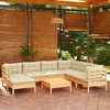 vidaXL 8 Piece Patio Lounge Set - Solid Pinewood Construction with Cream Cushions - Versatile and Comfortable Garden Furniture - 2 of 4