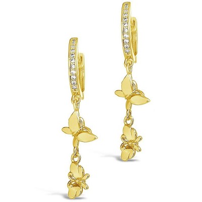 SHINE by Sterling Forever Butterfly Dangle Micro Hoops