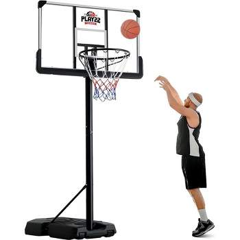 Portable Basketball Hoop 10 ft Adjustable - 44in Shatterproof Backboard - Basketball Goal System 8-10 ft Adjustable Basketball Hoop - Play22USA