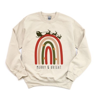 Simply Sage Market Women's Graphic Sweatshirt Boho Merry and Bright Rainbow