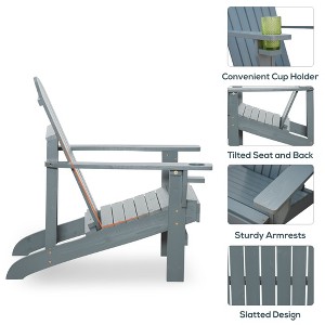 Maggift Patio Accent Chairs, Plastic Adirondack Chairs with Cup Holders, Lawn Chairs for Patio, Garden, Poolside, Gray, 28.5"*38.25"*36.5" - 1 of 4