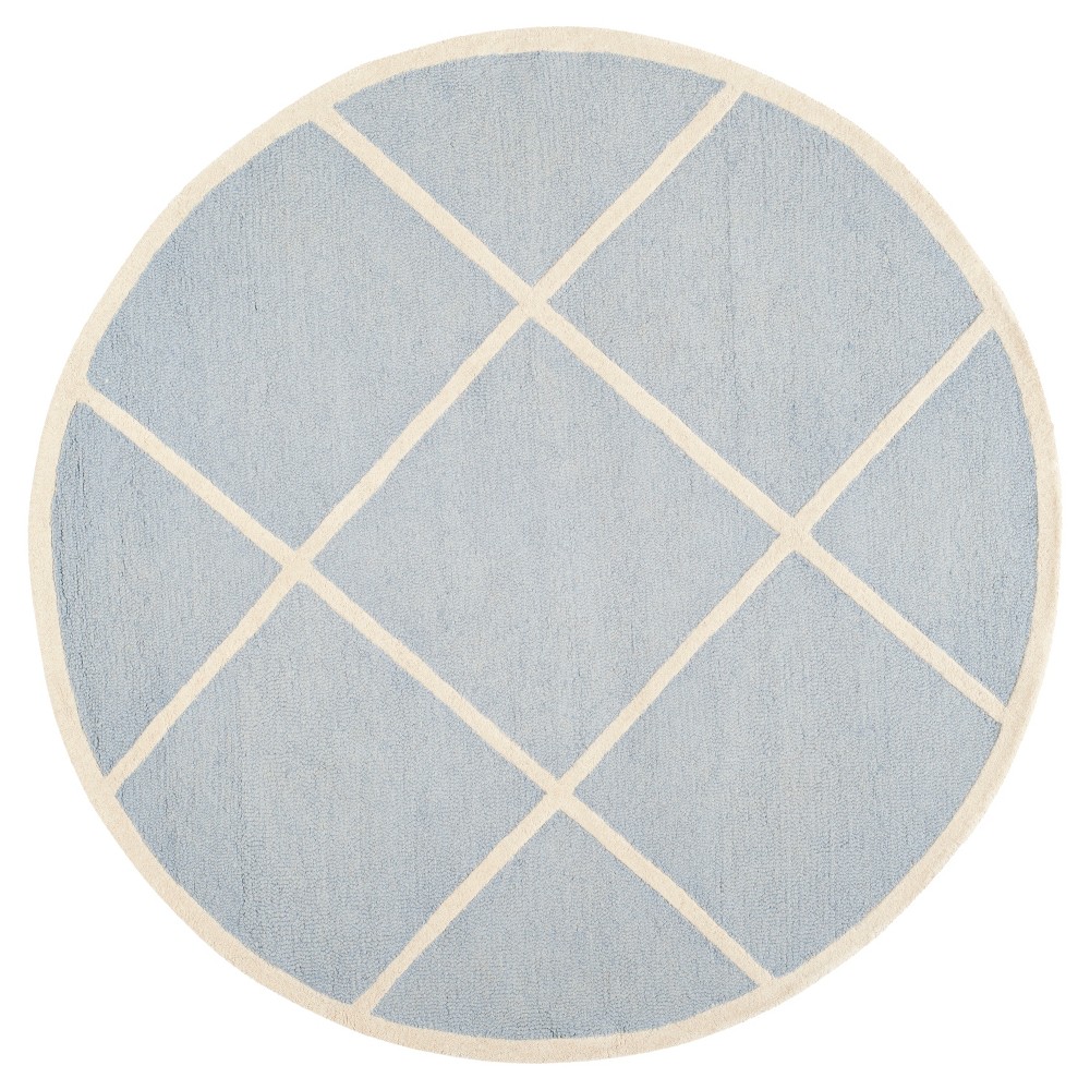 4'x4' Round Reave Geometric Area Rug Light Blue/Ivory Round - Safavieh