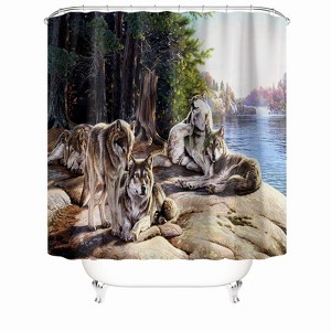 Wolves On The Stone Shower Curtains for Bathroom Waterproof Fabric Bath Curtain Durable Soft Stylish Bathroom Decor 72x72 Inch - 1 of 1