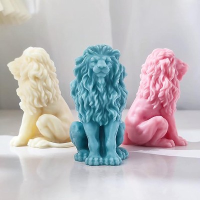 JDICTION 3D Lion Animal Resin Mold - Silicone Casting Mold for Candle Making & Wave Spiral Home Decor