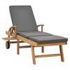 vidaXL Sun Lounger with Cushion Solid Teak Wood Dark Gray - 3 of 4