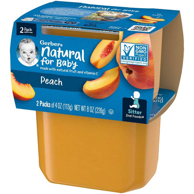 Gerber Sitter 2nd Foods Peach Baby Meals Tubs - 2ct/4oz Each, 5 of 8