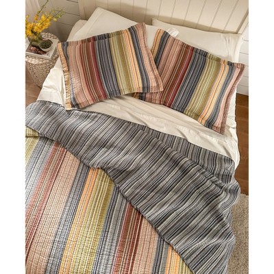 King Size Multicolor Striped Microfiber Bedspread