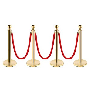Stanchion Post with Velvet Rope, VIP Stanchion Queue Pole Barrier Posts, Red Carpet Stanchion Set - 1 of 4
