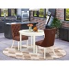 HomeStock 3-Pc Linen White Finish Round Solid Wood Top Dining Table Set - 2 of 4