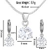 Elegant Style Jewelry Set, Necklace and Earrings, Round White Zirconia Pendant - 2 of 4