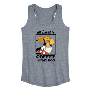 Women's - Disney - Coffee And My Dog Graphic Racerback Tank - 1 of 4