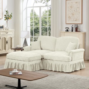 AENKYO Oversized Modular Sofa Set with Removable Ruffles & Ottoman, Large Seater, Deep Seat Corner Sofa with Chenille Fabric for Office, Living Room - 1 of 4