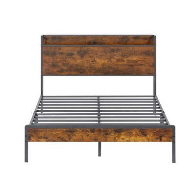 Bed Frame With Built-in Charging Station, 83.1"Lx56.1"Wx39"H, Farmhouse Platform Bed Frame, Noise Free, No Box Spring Needed, Bedroom Furniture
