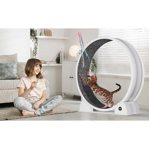 45" Quiet Cat Exercise Wheel | Pedometer, Detachable Carpeted Runway – Cats Treadmill for Pet Weight Loss & Health - 1 of 4