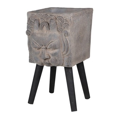 A&B Home Greek God Blowing Statue Outdoor Planter: Vintage Style, Fiberglass Stone, No Drainage Hole