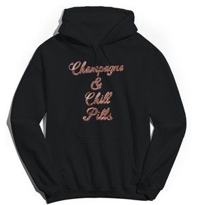 Rerun Island Men's Champagne And Chill Pills Luxury Paradise With A Side Of Chaos Long Sleeve Graphic Cotton Sweatshirt Hoodie - 1 of 4