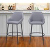 HomeRoots Set of Two 30" Gray And Black Fabric And Steel Bar Height Bar Chairs - 2 of 4