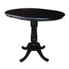 36" Round Top Pedestal Counter Height 12" Drop Leaf Dining Table Black - International Concepts: Solid Parawood, Oval Shape, Seats 6 - 4 of 4