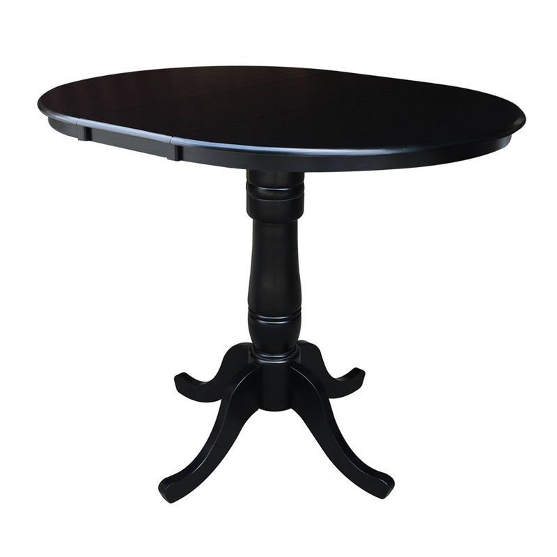 36&#34; Round Top Pedestal Counter Height 12&#34; Drop Leaf Dining Table Black - International Concepts, 5 of 8
