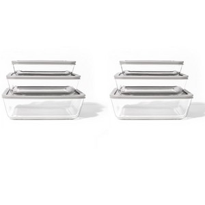 Dura Culina® 12pc (Set of 6) Rectangular Glass Food Nesting Container Set - 1 of 4
