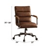 Vynxaria Harith Retro Brown Top Grain Leather Office Chair - 3 of 4