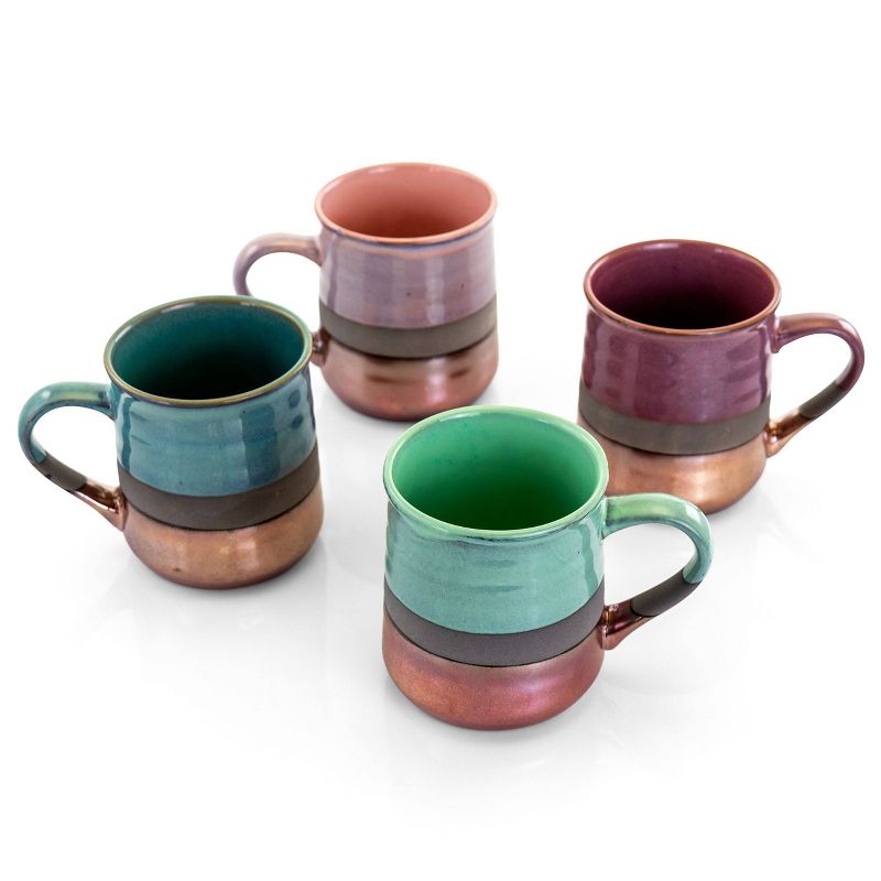 Gibson Home 18oz 4pk Stoneware Copper Tonal Assorted Mug Set, 1 of 6