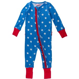 RuffleButts SoftSnooze Baby Girls Ruffle One Piece Convertible Pajamas - 1 of 4