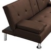 Kumasinova 66 Inch PVC Sofa Bed,Convertible Futon Sofa Bed with Cup Holders,Stainless Leg,Armrest,Couch Bed for Living Room,Office,Bedroom - 4 of 4