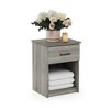 Furinno Mid-Century Nightstand Bedside End Table W/Drawer & Open Storage Cube,Gray - 2 of 4
