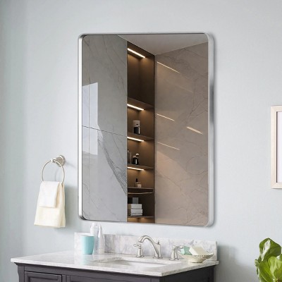 GlasFlength Decorative Wall Mirrors Rectangular Accent Mirror Wall Mirror Polished Mirror Decorative Mirror for Living Room, Silver, 22"*30"*2"