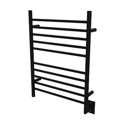 Amba RWH-SMB Radiant Straight 10 Bar Plug In Corded Heated Bathroom Rack Towel Warmer for Bathroom or Laundry Room, Matte Black