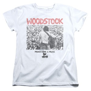 Women's Woodstock Guitar Playing To The Crowd T-Shirt - 1 of 4