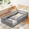 CAVINAS Twin/Full Size Modern Bed Frame with Heigh Guardrails,Pine Wood Floor Bed for Kids Room,Playroom - 3 of 4