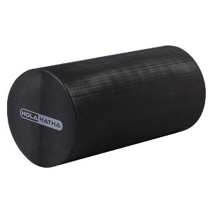 HolaHatha Portable Solid High Density EVA Foam Roller for Deep Tissue Back Massage, Calf Therapy, Glute Massaging, Back Pain, and Leg Recovery, Black - 1 of 4