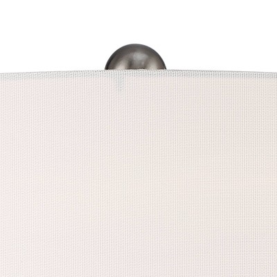 Small Gray Ceramic Table Lamp with White Fabric Shade