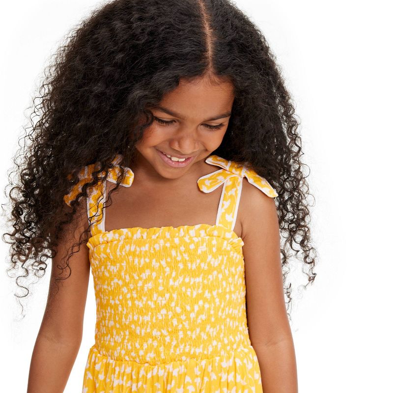 Kids' Smocked Tie Strap Ginkgo Yellow Midi Dress - DVF for Target, 3 of 7