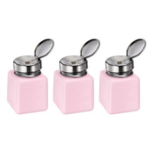 Unique Bargains Plastic Makeup Remover Nail Polish Push Down Alcohol Dispenser Bottles 3 Pcs 4oz Pink - 1 of 4