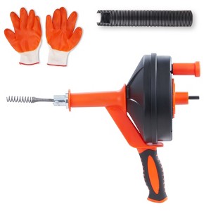 VEVOR Drain Auger 25Ft, Plumbing Snake with Drill Attachment, Plumbers Snake Drain Clog Remover for Kitchen Bathroom Shower Sink, Orange&Black - 1 of 4