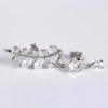 Leaf Curved Dangle Stud Earrings for Women Clear Cubic Zirconia Ginger Lyne Collection - 4 of 4