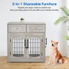 Wooden Dog Crate Furniture 39.4" with 2 Drawers, 3-Door Kennel & Removable Cushion, Pet Cage House & End Table for Small to Large Dogs - 2 of 4