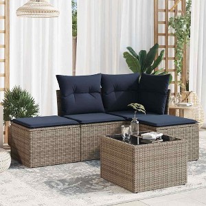 vidaXL 5 Piece Patio Sofa Set with Cushions  Poly Rattan - 1 of 4