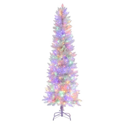 6ft Slim White Pencil Christmas Tree with 250 Stepless Dimmable Dual-Color Lights and 571 Tips