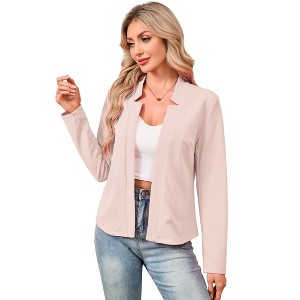 Coolmee Womens' Blazer Long Sleeve Jacket Notch Collar Casual Business Elegant Work Office Coat - 1 of 4