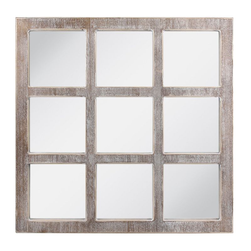 23.5" x 23.5" Rustic 9-Panel Window Pane Decorative Wall Mirror - Stonebriar Collection, 1 of 7