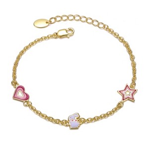 Guili Kids Sterling Silver 14k Gold Plated Heart, Star, and Bunny Charm Bracelet, Whimsical and Playful Design for Everyday Wear and Special Moments - 1 of 3