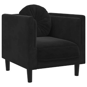 vidaXL Black Velvet Armchair - Upholstered Living Room/Lounge Chair with Cushion, Solid Wood Legs, Modern Design, Comfortable Padded Seating - 1 of 4