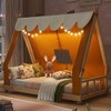 Okak Twin/Full House-Shaped Floor Canopy Beds with Tent & Light Decor,Platform Bed Frame for Kids,Teens,No Spring Box Needed - 3 of 4