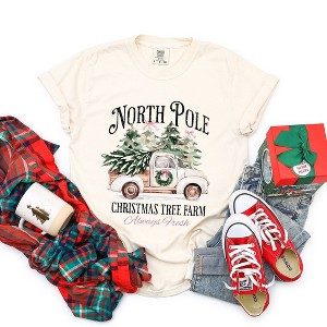 Simply Sage Market Women's North Pole Tree Farm Short Sleeve Garment Dyed Tee - 1 of 4