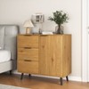 Storage Cabinet with 3 Drawers & Adjustable Shelf, Mid Century Cabinet with Door, Accent Cabinet for Living Room, Home Office, Entryway, Gray - 3 of 4